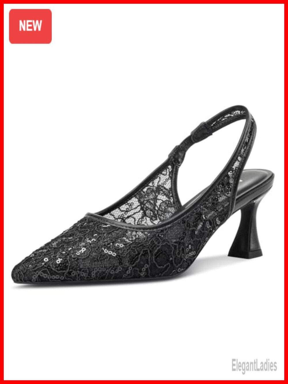 Aachcol Womens Lace Mesh Slingback Heels Pointed Toe Kitten Heel Wedding Pumps